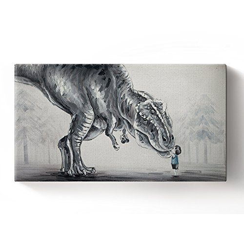 Boy and Dino Canvas Wall Art