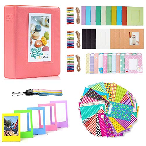 FollowSun 64 Taschen Mini Foto Album für Fujifilm Instax Mini 9 8/8+ Mini 7/7s Mini 25 70 90 50s Polaroid: 2x3 Zoll Album, Regenbogen Schultergurt, Rahmen, Aufkleberrahmen