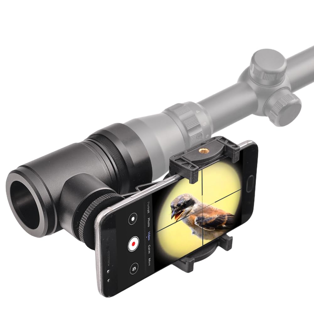Adaptateur d'appareil photo pour lunette de visée de fusil – Adaptateur de caméra smartphone entièrement en aluminium pour la chasse et l'observation des oiseaux avec deux angles de vue –