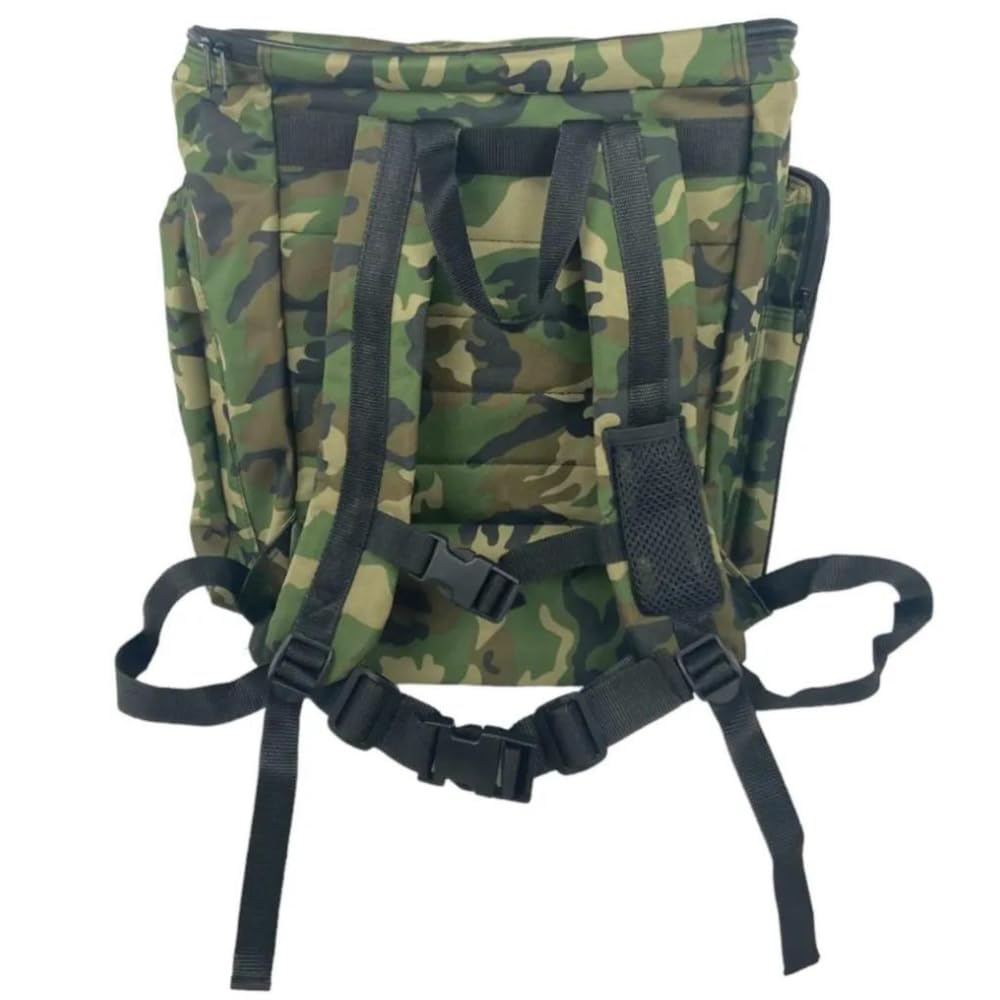 acquaverde | Zaino Portafunghi per Raccolta Funghi Professionale, Verde Mimetico, Imbottito Anti-urto con 3 Tasche, Cesta in Vimini - cm. 41x35x43