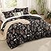 Bedsure Comforter Set Queen Size - Floral Bedding Comforter Set, 3 Pieces, 1 Soft Black Comforter and 2 Pillow Shams