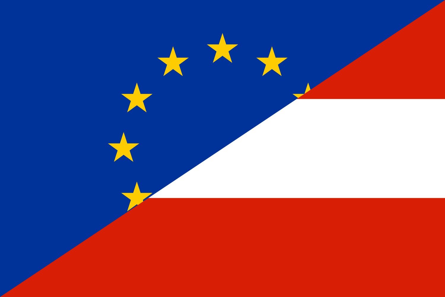 Drapeau Europe et Autriche grand format 1.35m² pavillon extérieur paysage