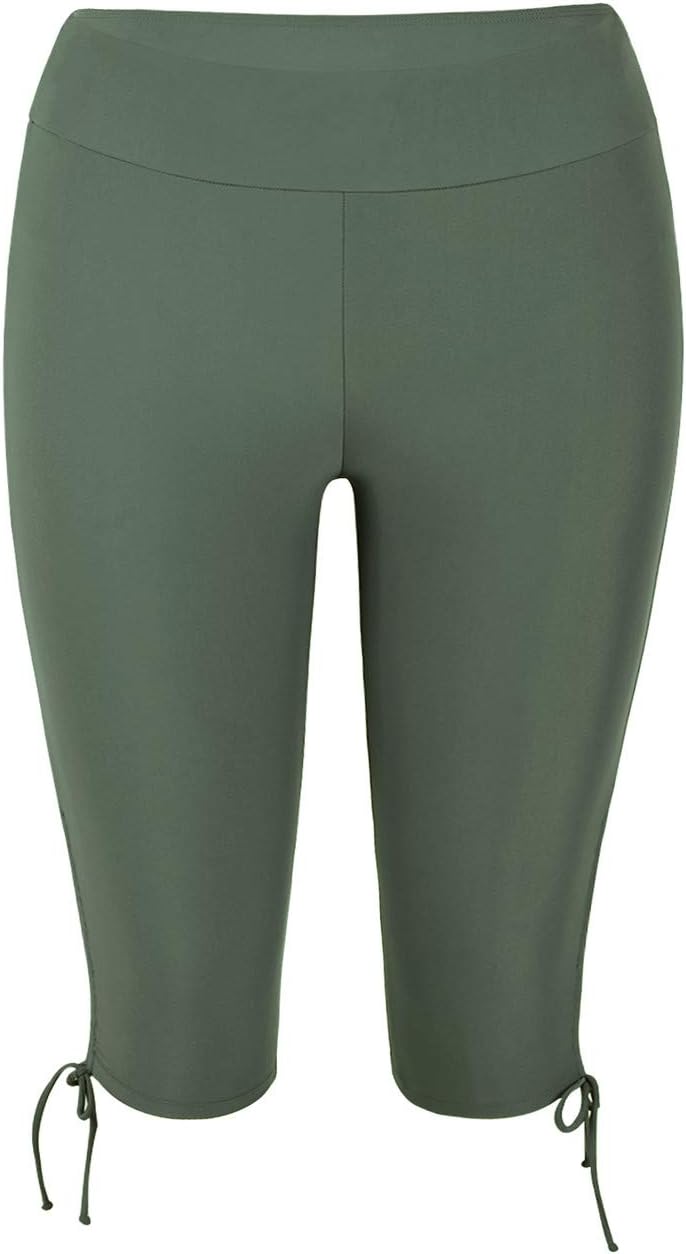 Hilor Women's Rash Guard Board Shorts UPF50+ Sports Capris Swim Bottom Skinny Surfing Tights with Side Drawstring