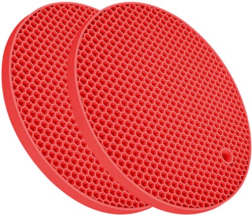 Image of Countertop Protector Heat Resistant Trivets for Hot Pots and Pans - Non-Slip Insulated Heat Pads for Kitchen Counter Red Pack of 2