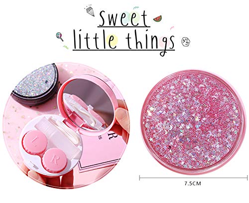 Cute Fashion Contact Lens Case,Portable Travel Glitter Luxury Bling Stars Liquid Quicksand Contact Lens Cases Eye Care Set(Green-2) - Thumbnail 5