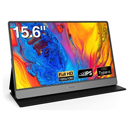 KOORUI Portable Monitor 15.6 Inch 1080P FHD Portable Laptop Monitor IPS Second Screen USB-C HDMI Travel Monitor w/Protective Cover & Dual Speakers