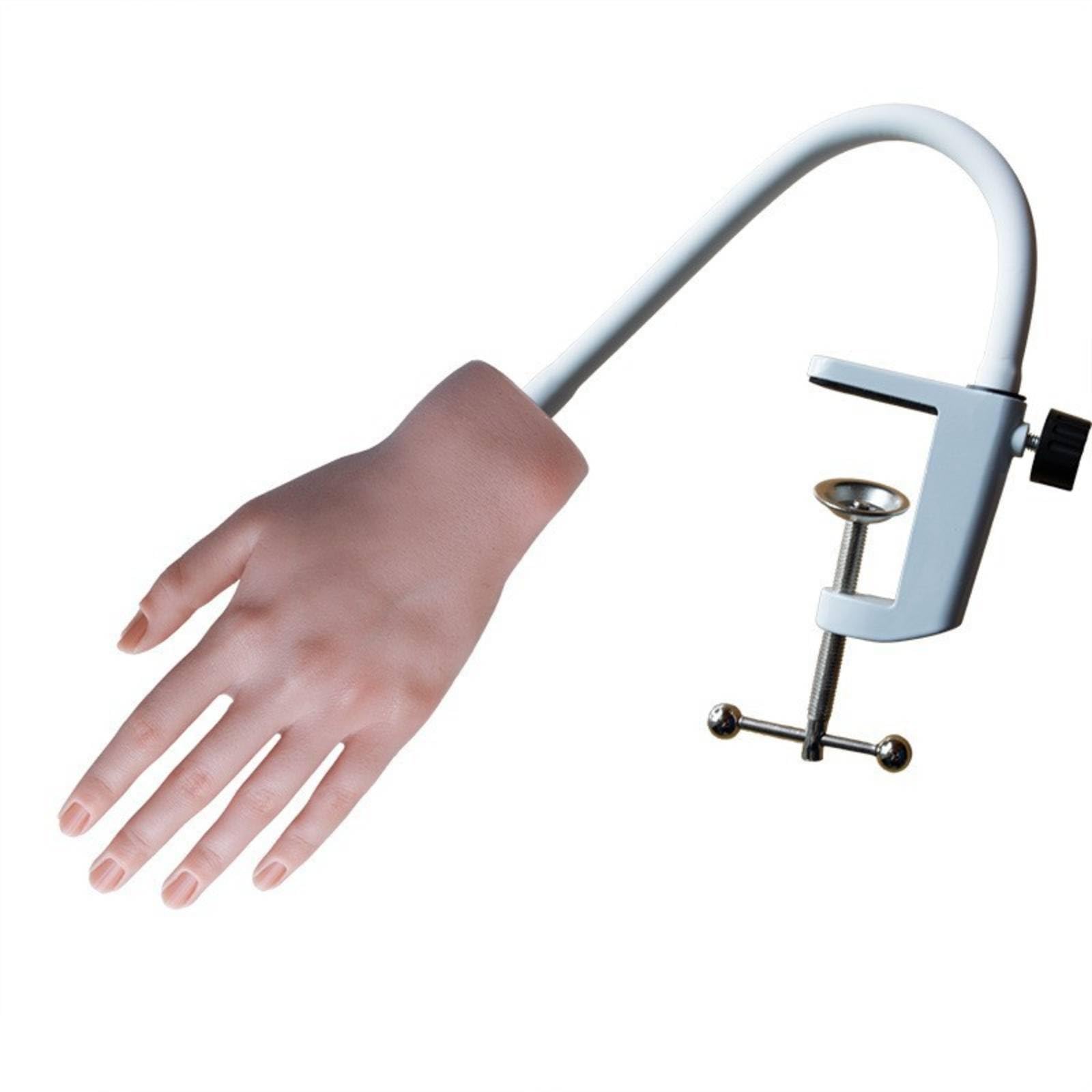 Manichino per Allenamento Unghie Mano Finta Modello Allenamento Manicure in Silicone Pieghevole con Dita Posizionabili E Fissaggio da Tavolo Adatto, Mano Sinistra