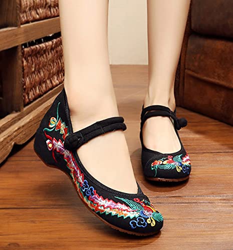 Chinese Embroidered Flats Women's Black Red Asian Traditional Mary Jane Ballet Yoga Shoes Rubber Sole3