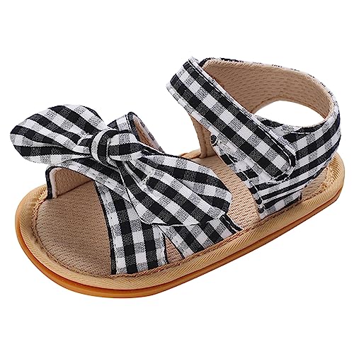 Baby Girls Plaid Bowknot Sandals Premium Soft Sole Non-Slip Open Toe Breathable Summer First Walking Shoes