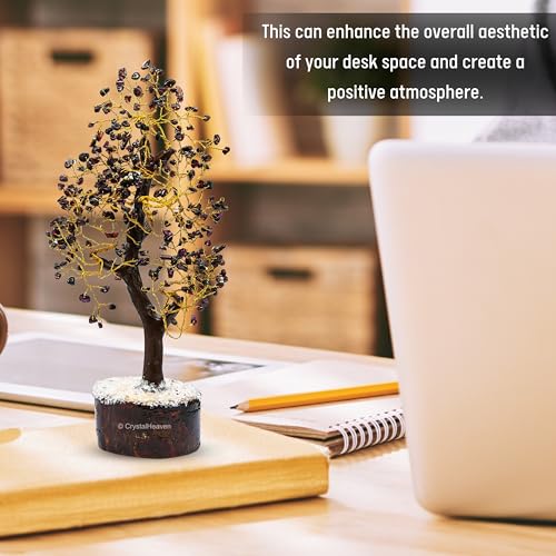 Image of Certified Garnet Crystal Tree for Good Luck - Healing Crystals Money Tree for Wealth, Positive Energy at Home Office - Decorative Spiritual Gifts for Vastu, House Warming