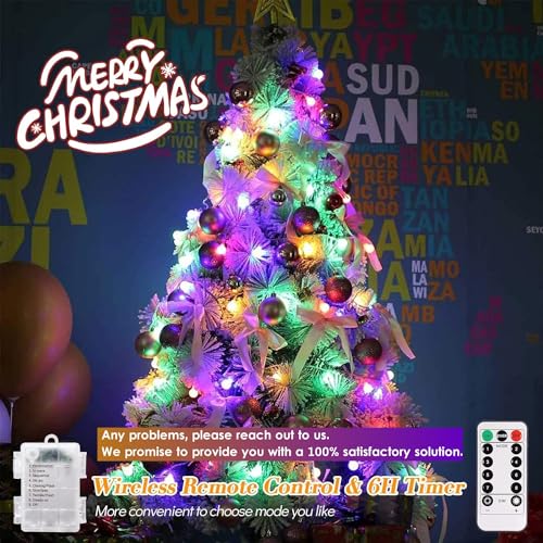 ALOVECO LED String Lights 18ft 50 LEDs Battery Operated String Lights with Remote 8 Modes Waterproof Globe Starry Fairy Lights for Outdoor Indoor Bedroom Garden Party Christmas Tree (Multicolor)4