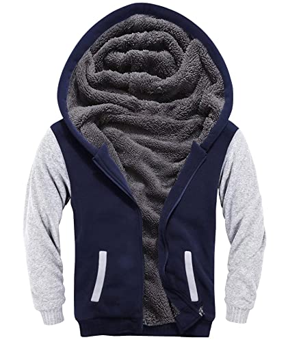 Image of ZITY Boys Zip Up Hoodie Fleece Jacket Kids Sherpa Lined Sweatshirts Outerwear Unisex Warm Winter Coat 6-15 Years Old
