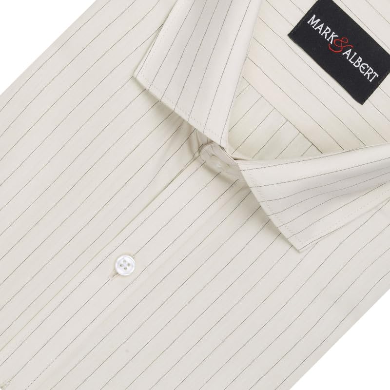 Image of MARK & ALBERT Men's Striped Half Sleeves Regular Fit Shirt | Stretchable Fabric