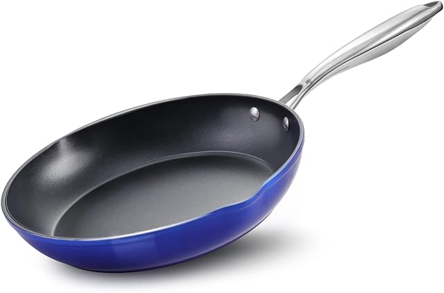 CHEFLY Non Stick Frying Pan 20cm - Small Egg Omelette Pan for Induction Hob ,Gas and Electric Stoves| Durable Aluminum Cookware , Oven Proof Stainless Steel Handle , Double-Sided Spouts for Pouring