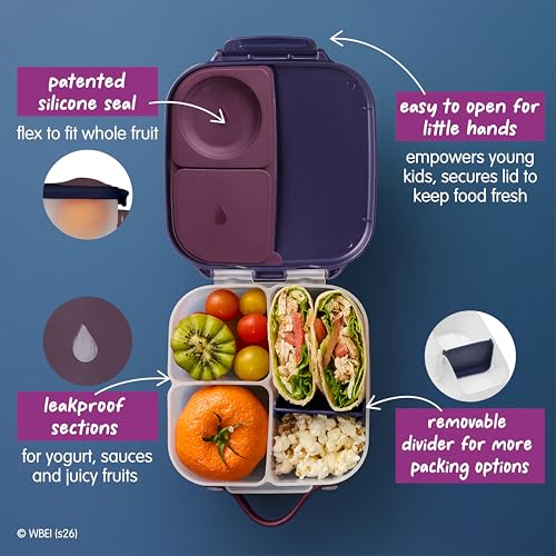 Image of b.box Harry Potter Mini Lunch Box Kids | 4.25 Cup Leak Proof Bento Box for Kids Ages 3+ | 3 Compartment Snack Containers, School Lunch Container, Dishwasher Safe, BPA-Free, PFAS-Free