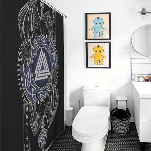 Rideau de douche Viking en polyester imperméable pour salle de bain 122x183cm
