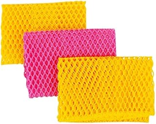 Innovative Dish Washing Net Cloths / Scourer - 100% Odor Free / Quick Dry - No More Sponges with Mildew Smell - Perfect Scrubber for Washing Dishes - 11 by 11 inches - 3PCS - Yellow/Pink/Yellow or Pink/Yellow/Pink