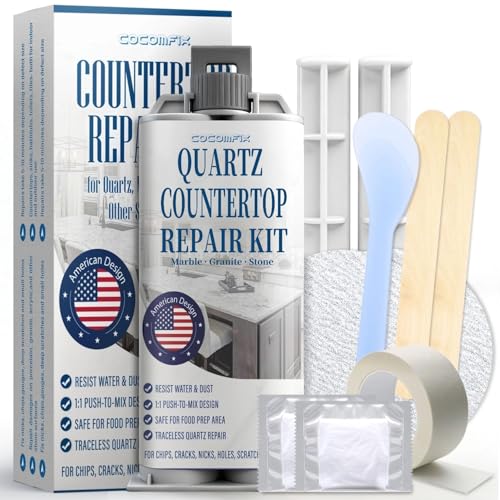 Quartz Countertop Repair Kit(White), Quick-Drying...