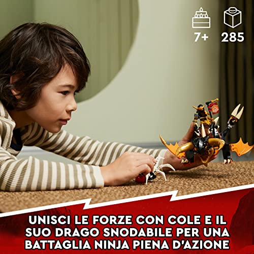 NINJAGO Drago di Terra di Cole - EVOLUTION, Drago Giocattolo Potenziabile per Bambini con Figura di Scorpione da Battaglia e 2 Minifigure 71782 - Lego - Immagine 2