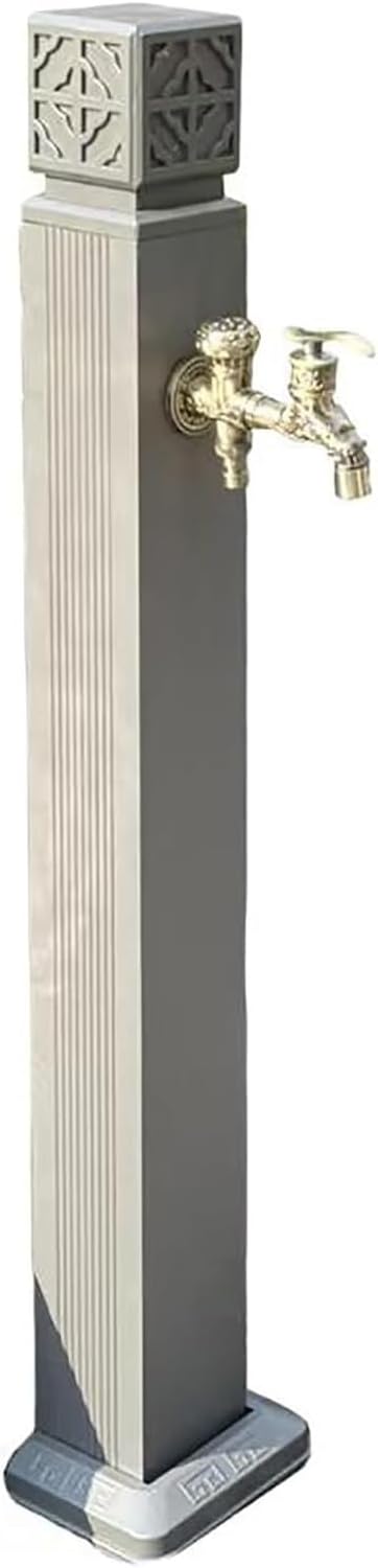 Stainless Steel Vertical Garden Water Column Fountain - 31in Decorative Dispenser with Faucet & Spray Gun for Outdoor Patio, Balcony & Garden (Grey)