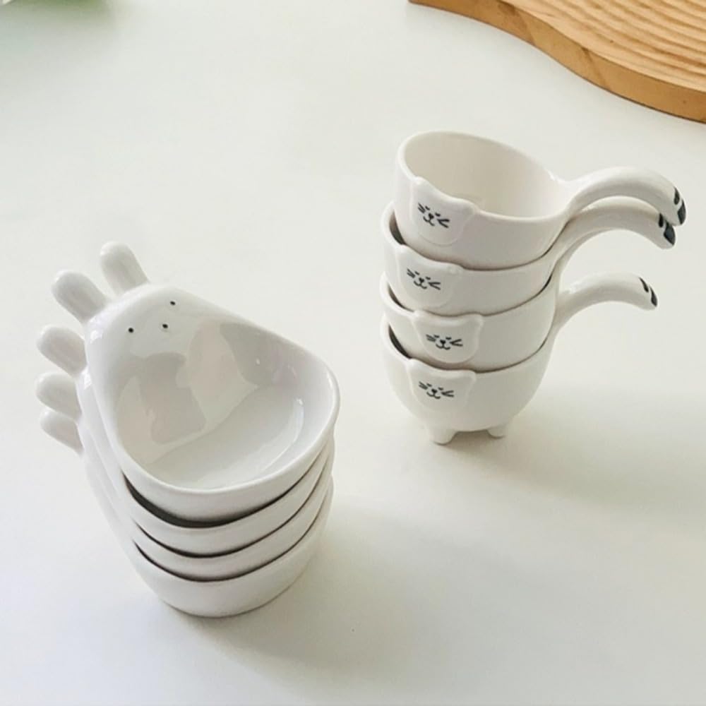 (4 pezzi) unico piatto in ceramica per salse, ketchup, condimenti, salsa di soia, aceto, snack, piatto piccolo