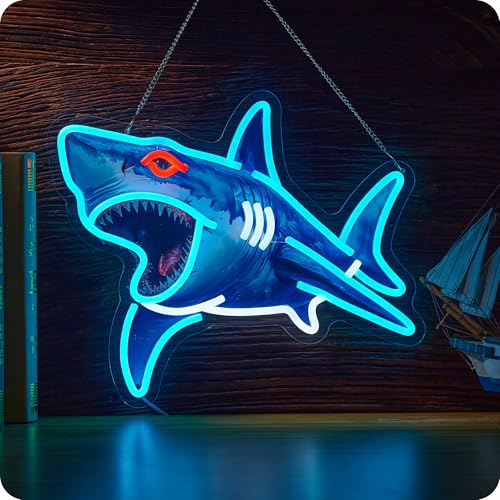 Image of Shark Neon Sign Shark LED Night Light for Room Decoration Wall Decor Gifts for Kids Teens Men
