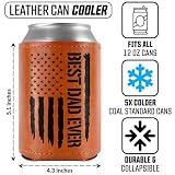 Funny Gifts for Dad, Men, Husband, Granpa - Leather Can Cooler Sleeves Holder 12Oz - Cool Dad Birthday Gifts, Men Birthday Gifts Ideas, American Flag Dad Gifts from Daughter Son