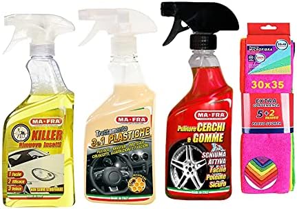 Kit Pulizia Auto Ma-Fra - Shampoo, Cera, Trattamento Plastiche E 7 Panni - Foto 6