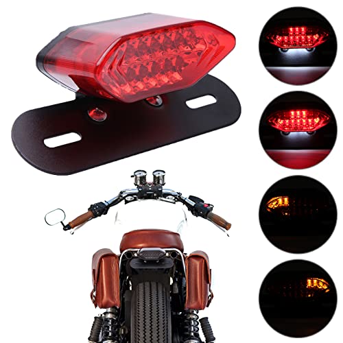 JMTBNO Feu Arrière Moto Feu Stop à LED Feux de Freinage Intégrés avec Clignotants Lumières Support de Plaque D'immatriculation Universel 12V pour Cruiser...