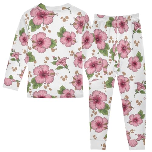 Pajama Sets Long Sleeve Floral Flowers Pattern Soft Comfy Sleepwear 2 Piece PJS 3-8T3