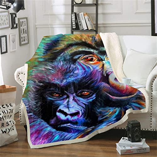 Couverture singe peint 150x200cm plaid impression 3D pour lit et canapé