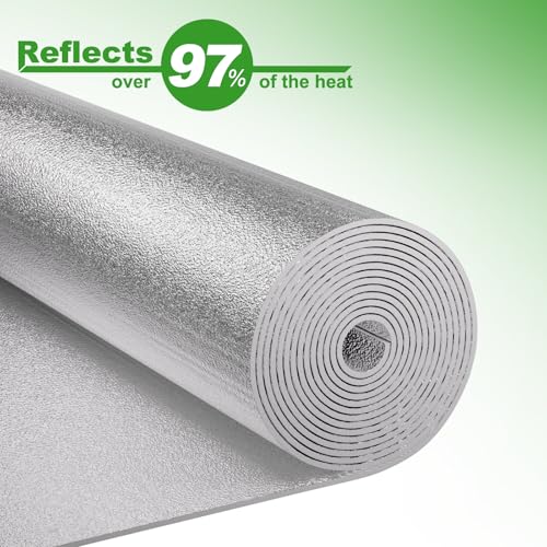 Image of Reflective Insulation Sheet, Window Insulation for Winter, Aluminum Foil Cotton Layer for Keep Warm, 59 inch(W) x 99 inchWindow Insulation Kit