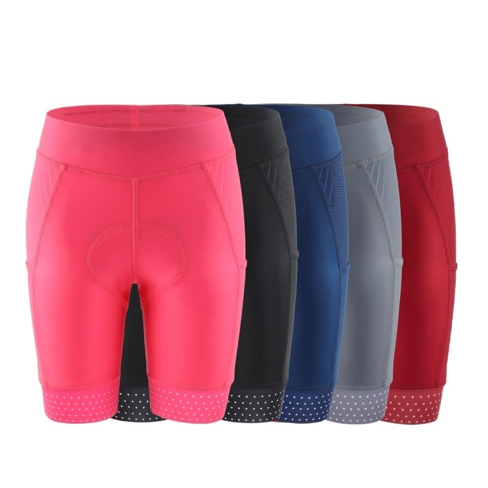 Culotte Ciclismo Hombre Pantalones Cortos de Ciclismo for Mujer, Transpirables, de Verano, con Almohadilla de Gel 5D y Bolsillo Culotte Ciclismo Hombre Corto(Pink,3XL)