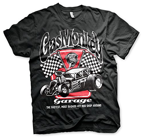 T-shirt Gas Monkey Garage homme vêtement motard coton manches courtes noir