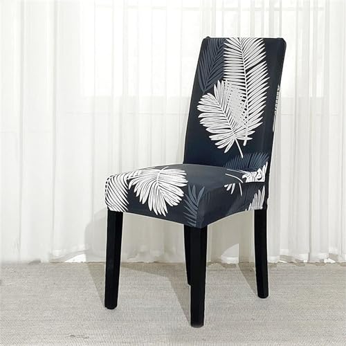 Image of Styleys Chair Covers for Dining Room, Stretch Dining Chair Cover, Washable Spandex Kitchen Chair Slipcovers (Set of 4, White Fern, SD3214)