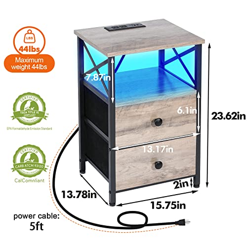 image for AMHANCIBLE LED Nightstands Set of 2, End Tables Living Room with Fast 