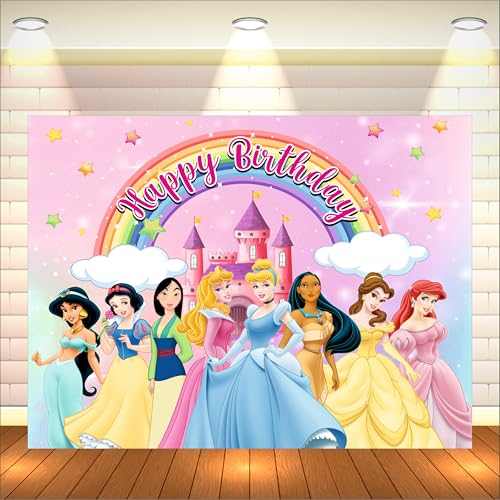 Image of Princess Birthday Backdrop 5x4 Ft | Backdrops for Decoration | Birthday Decoration Backdrop | Banner for Kids Theme Party