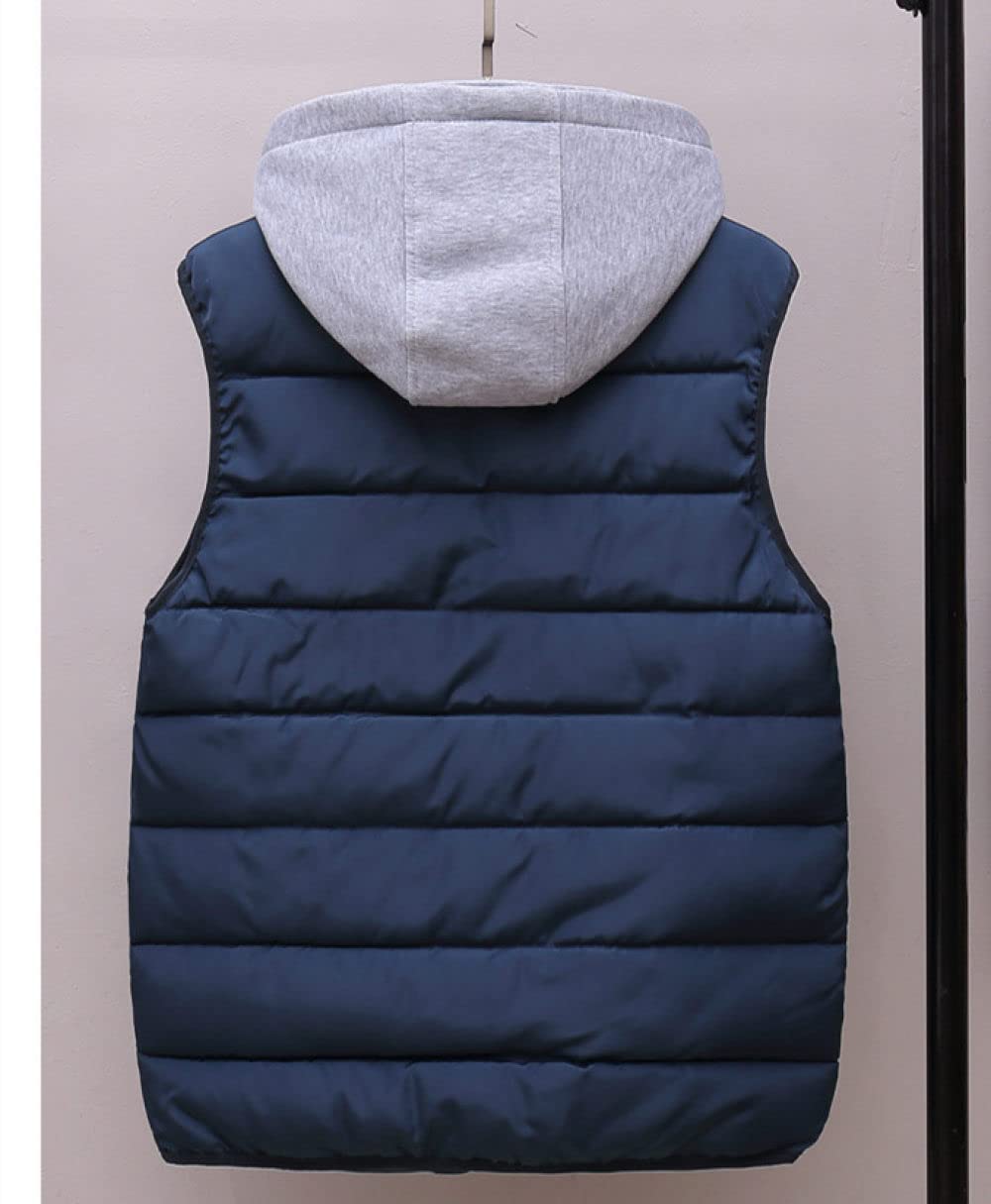Doudoune Sans Manche Femme, Weste Damen Gilet Matelassé Léger À Capuche Détachable Bleu Marine Gilet Chaud Rembourré Steppweste Manteau D'Hiver Sans Manches Pour Femmes Hommes Sport De Plein Ai