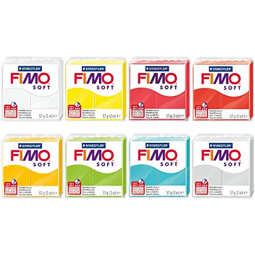 FIMO Soft & Effect Polymer Oven Modelling Clay - 57g - Set of 8 - The Squeezy Juicy Collection, Assorted