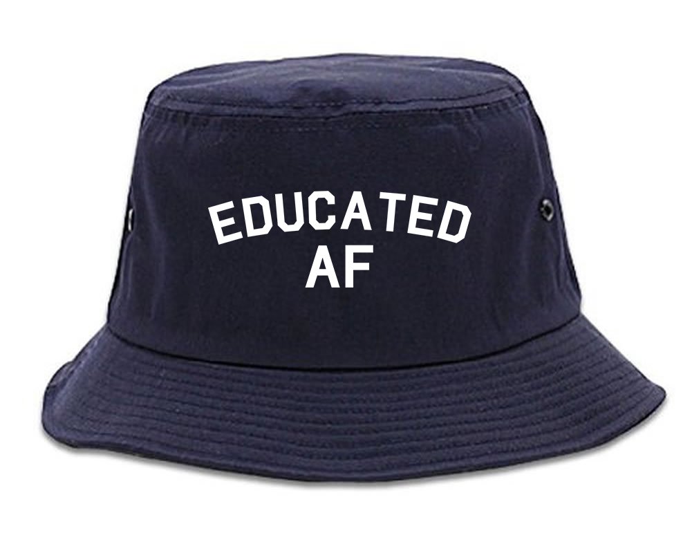 Kings Of NY Educated AF Funny Graduation Mens Bucket Hat Navy Blue