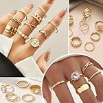 KISS WIFE Gold Plated Jewelry Set for Women with Multi Layered Necklaces, Stackable Bracelets, Knuckle Rings, Hoop Earrings Sets, Fashion Outfit Accessories Jewelry Packs, Gifts for Women - Image 5