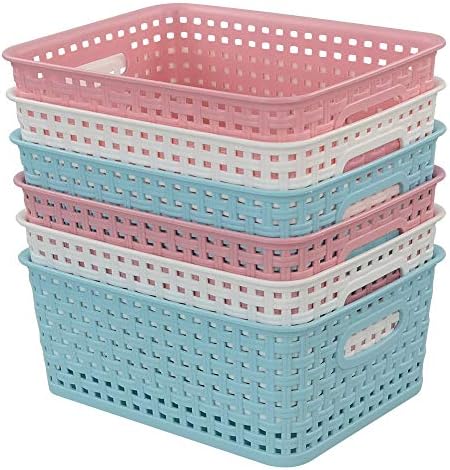 Tstorage Weave Organizer Plastic Storage Baskets, 6 Pack