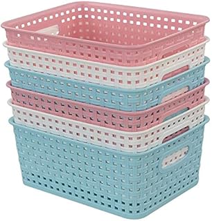Tstorage Weave Organizer Plastic Storage Baskets, 6 Pack