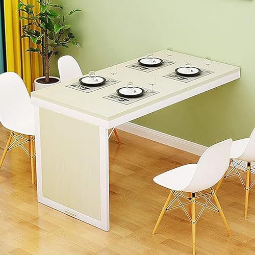 Mesa de comedor plegable de pared de madera plegable para el hogar, oficina, 80 x 60 x 75 cm, color beige