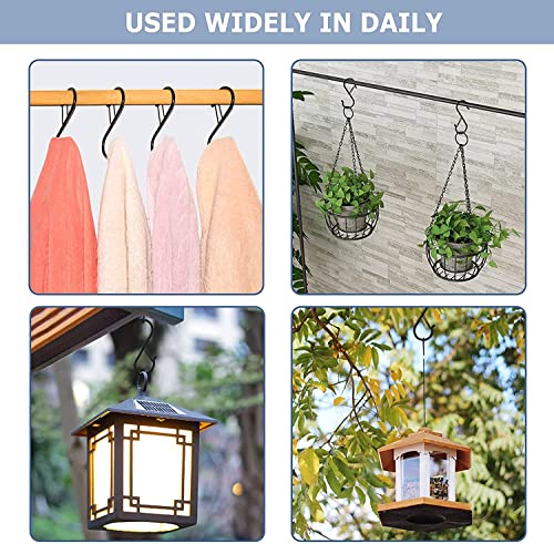 10 Pack Heavy Duty S Hooks Stainless Steel S Shaped Hooks Hanging Hangers For Kitchenware Spoons Pans Pots Utensils Clothes Bags Towers Tools Plants Heavy Duty Rustproof Safety Buckle Design(Black) #TOP2