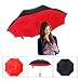 Inverted Umbrella, SimplyWorks Windproof Reverse Double Layer, Self Standing Inside Out Umbrella with C-shaped Hands Free Handle for Car In Rain Protection (Red, Black)