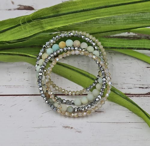 Image of MGR MY GEMS ROCK! Beaded Multi Strand Multi Color Crystal Memory Wire Bracelet, Multi Strand Wrap Bracelet or Stacked Bracelet crystal