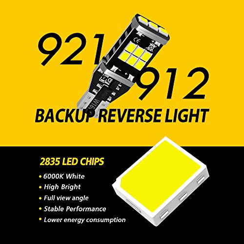 Auxlight 921 912 906 904 T15 W16W 921A Error Free Back Up Reverse 3Rd Brake Center High Mount Stop Light Bulbs, Super Bright High Power 6000K Xenon White Replacement For Cars, Trucks, Rvs (Pack Of 2) #TOP1