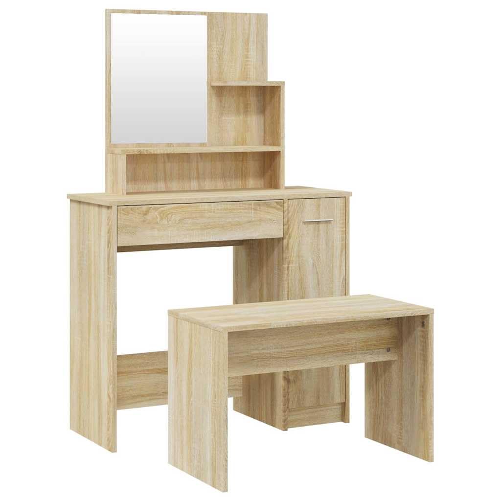 Schminktisch-Set Sonoma-Eiche 86,5x35x136 cm Holzwerkstoff Schlafzimmer Stabil