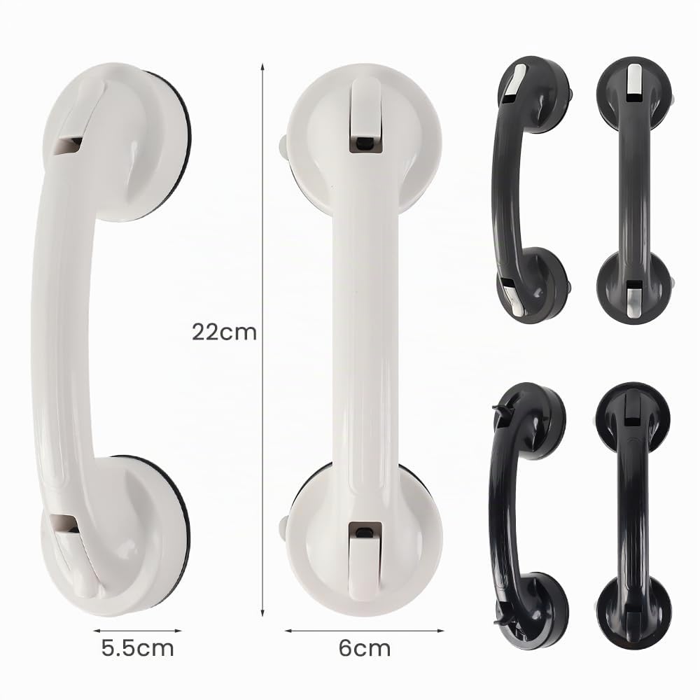 Maniglie Ventosa da Bagno, Maniglia per Doccia, 2 Pezzi Maniglia Doccia Rimovibile Riutilizzabile, Nessuna Perforazione Maniglione con Ventosa per Finestra Porta in Vetro Credenza (Bianco)